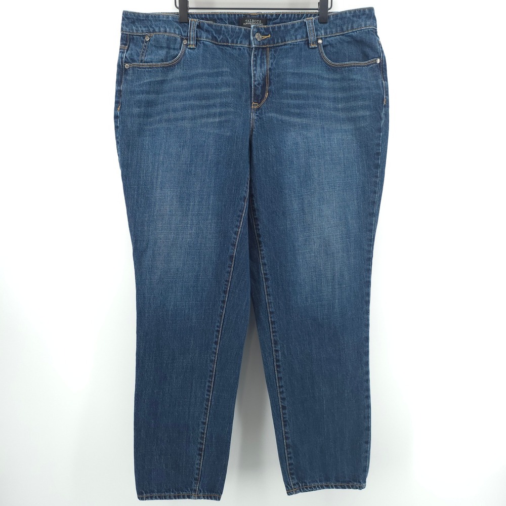 Talbots Boyfriend Flawless Five-Pocket Women Jeans 16W Blue Denim Medium Wash